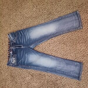 Rock Revival Jeans Women 30 Audrina Mid Rise Curvy Capri Crop Fade Whisker 33x25